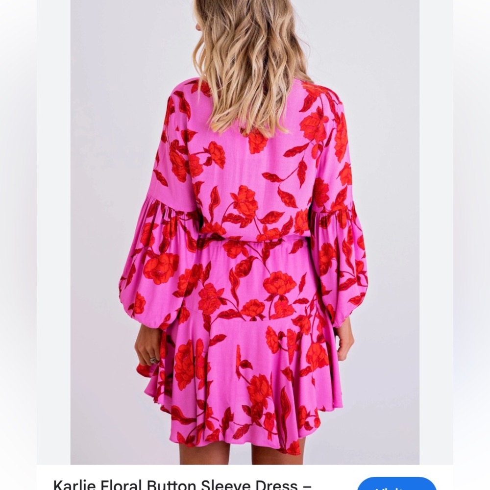 Olivaceous Pink and Red Floral wrap Dress